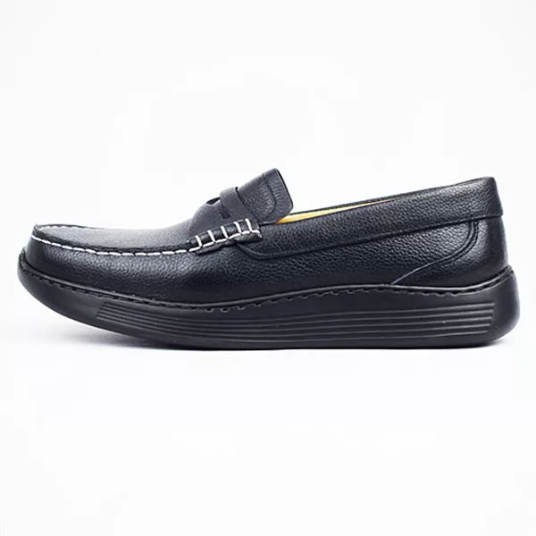 Moccasin pour homme confort R110-1 Noir cuir 100% sandale médicale femme confortable Maroc
